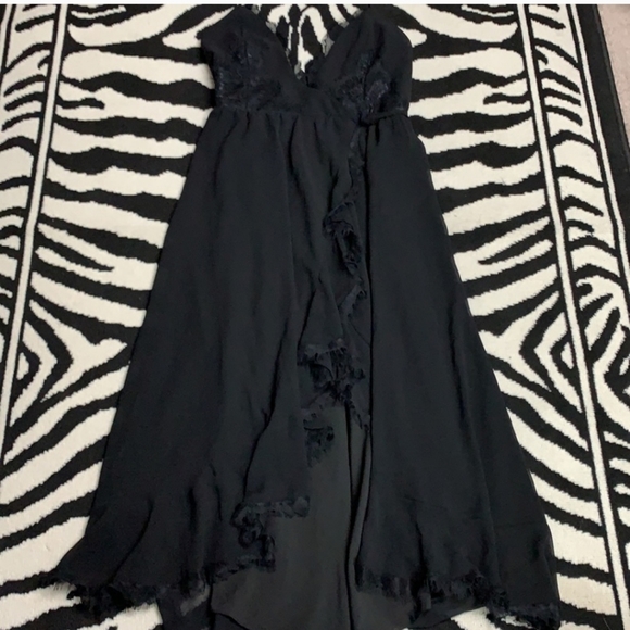 Dress The Population Gia Halter Hi-Lo Lace Trim Dress Size Medium - Picture 9 of 9